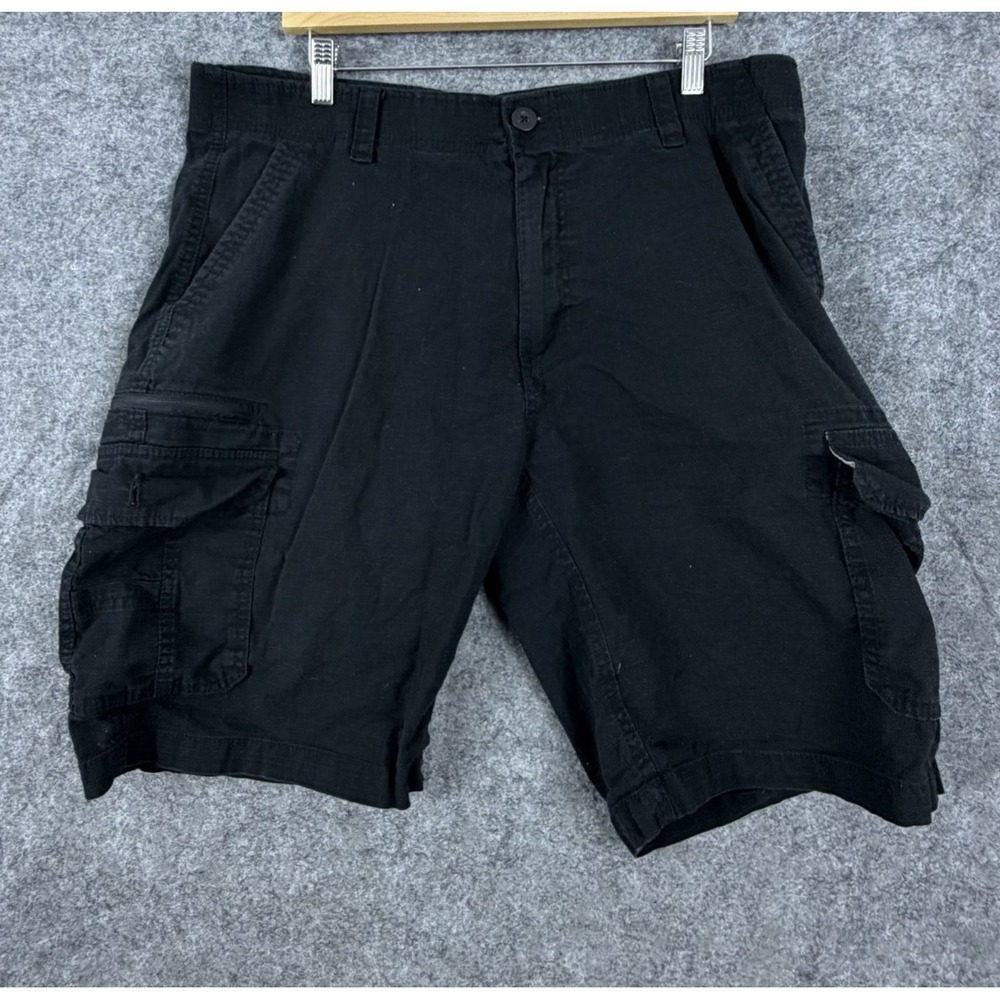 Wearfirst Cargo Shorts Men 38 Black Cotton Stretch Utility Pocket Hiking Outdoor